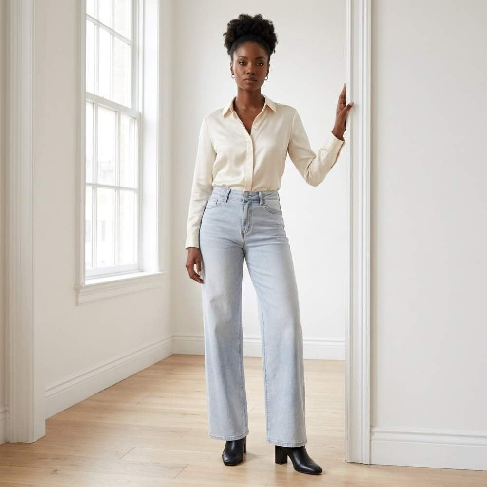 Aisa Wide-Leg Baggy High-Waist Jeans